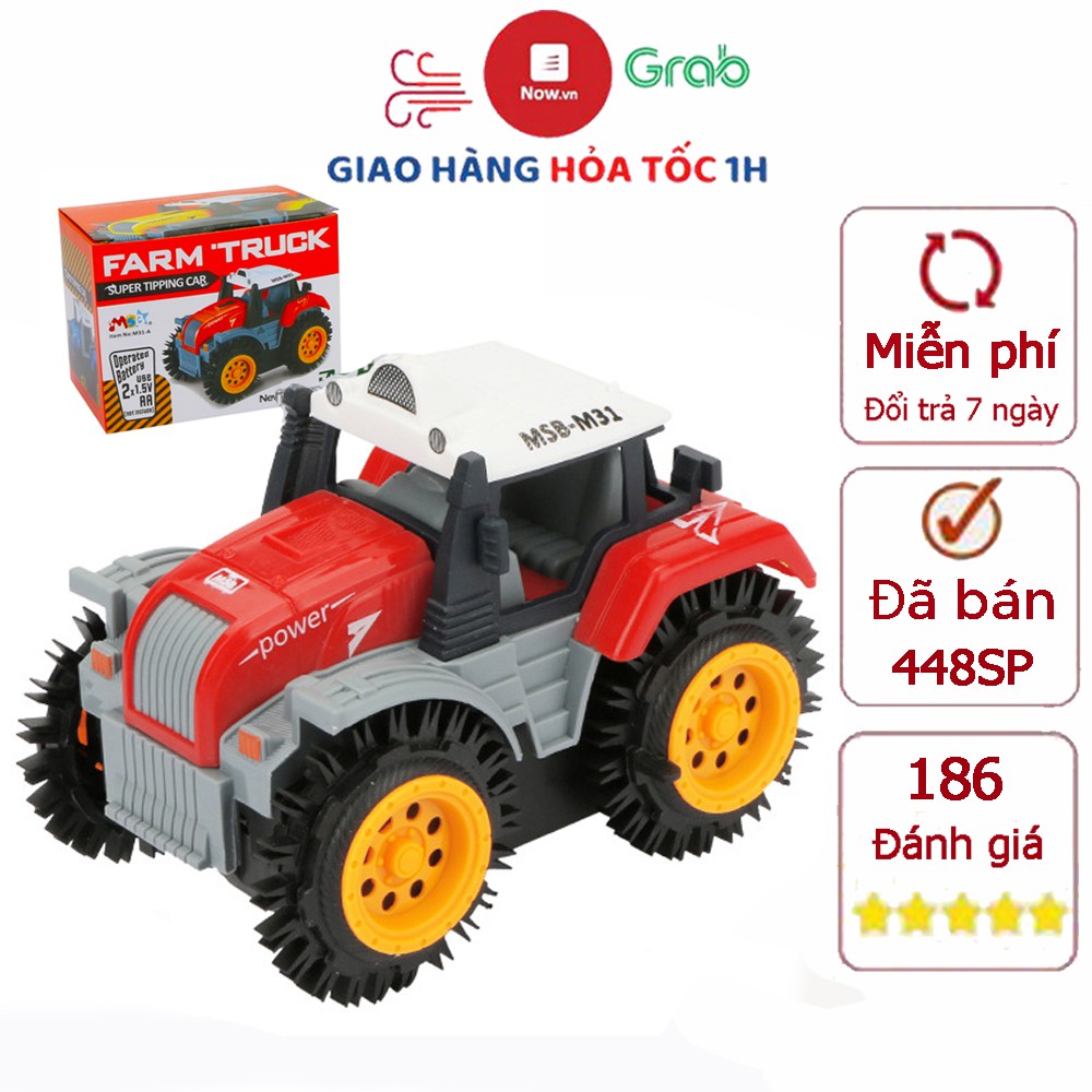 Xe ô tô đồ chơi chạy pin,xe tải nông trại cho bé, chạy bằng 2 viên pin AA (màu đỏ -chưa kèm pin)
