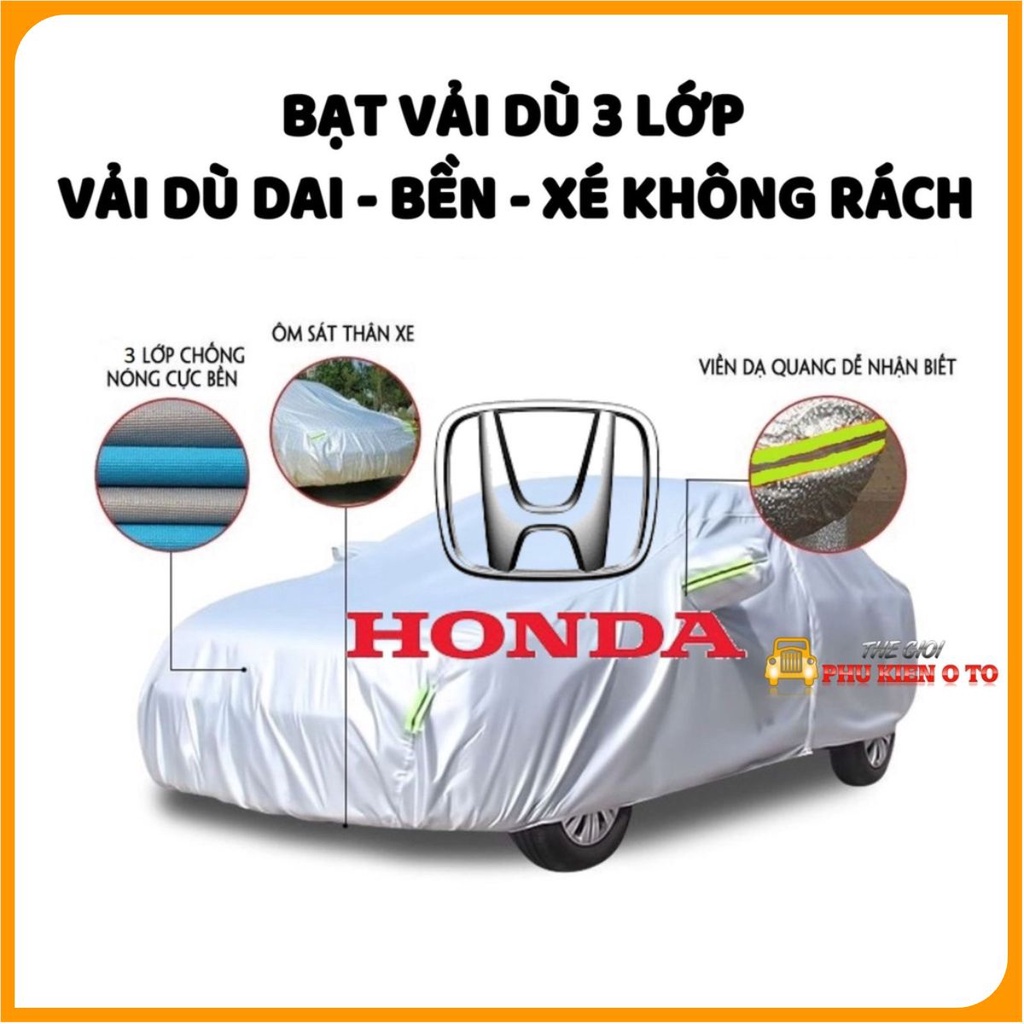 Bạt Phủ Ô Tô Vải Dù Honda CRV, Brio, City, HRV, Accord, Civic, Jazz chống nóng, chống nước tuyệt đối, có phản quang