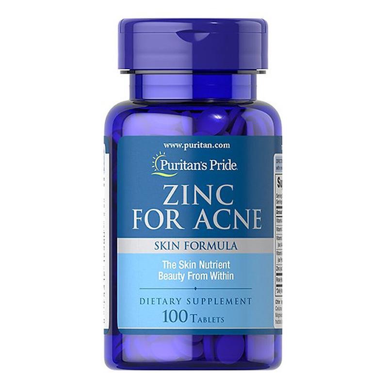Viên uống kẽm hỗ trợ hết mụn Zinc For Acne Puritan’s Pride Mỹ 100 viên