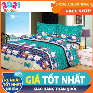 Bộ vỏ chăn ga gối kèm vỏ gối ôm gồm 5 món hello kitty gấu
