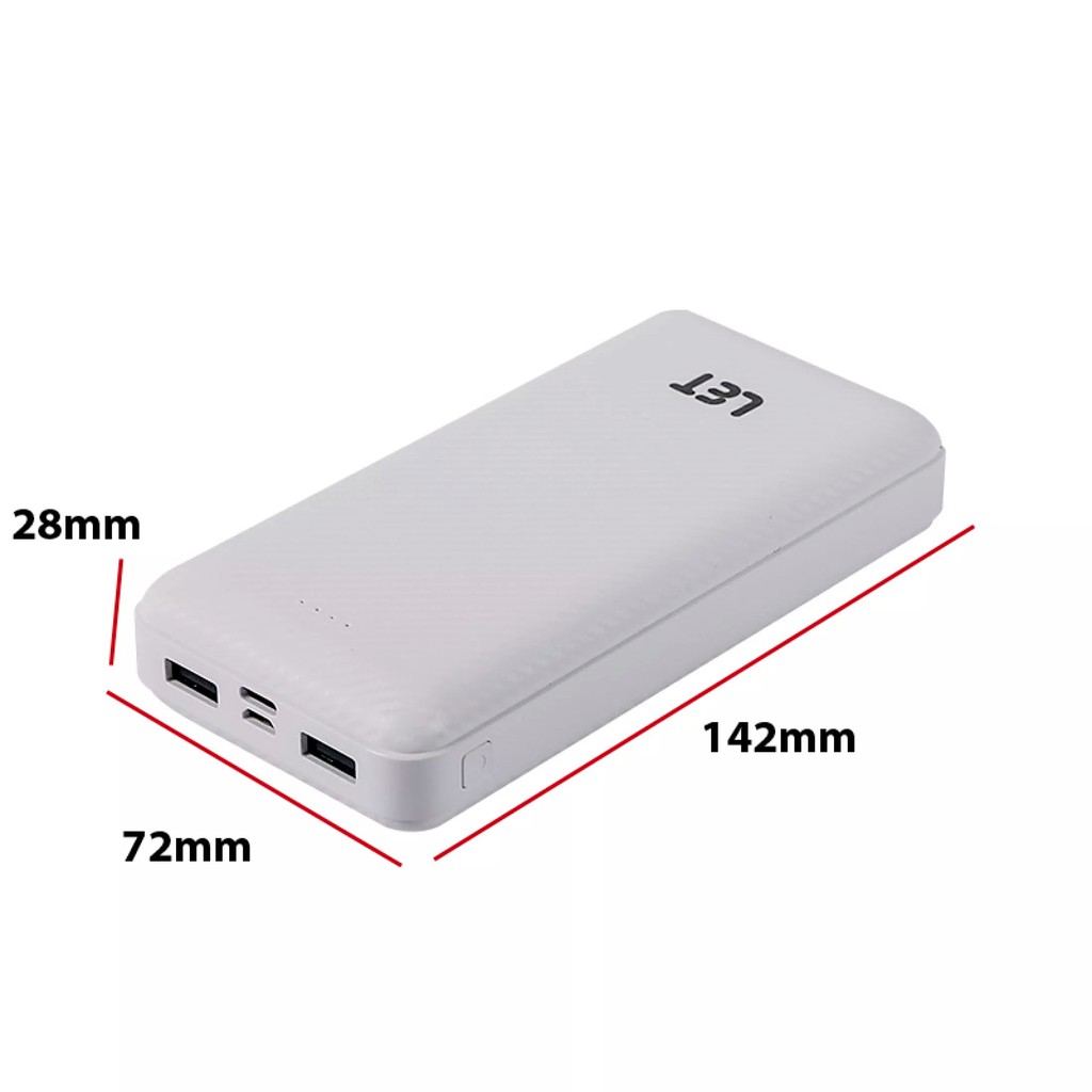 Sạc Dự Phòng 20.000mAh, Hàng chuẩn 2.1A - Chính hãng LET