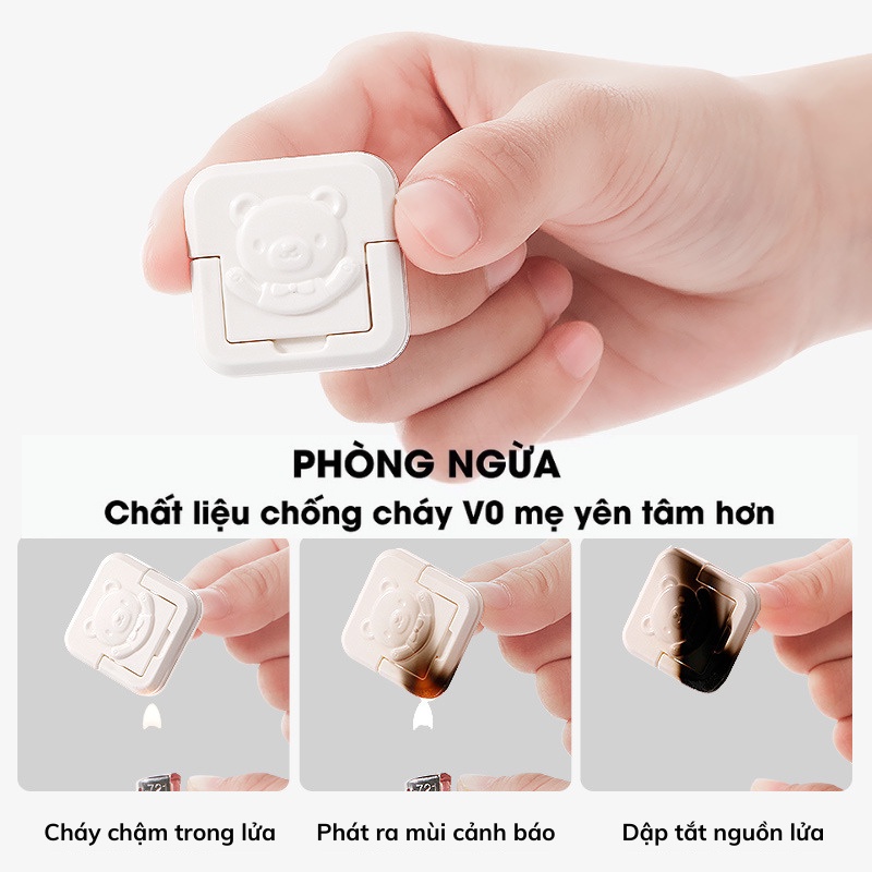 Nút Bịt Ổ Điện An Toàn Chống Giật Cho Bé Hình Gấu YOOTA BABY Có Tay Cầm Nhỏ Gọn Cao Cấp