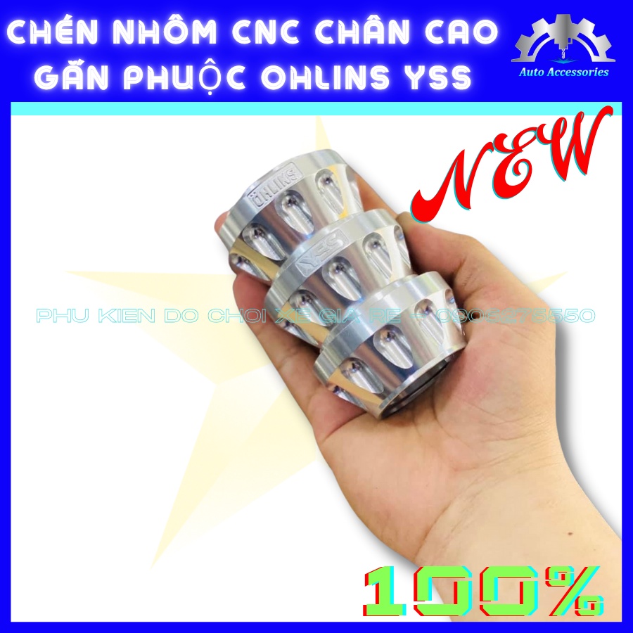 Chén Nhôm CNC - Chén Phuộc Có Chữ Ohlins gắn Phuộc OHLINS YSS - CNC nguyên khối, gia công tỷ mỉ, lắp đặt chuẩn thông số