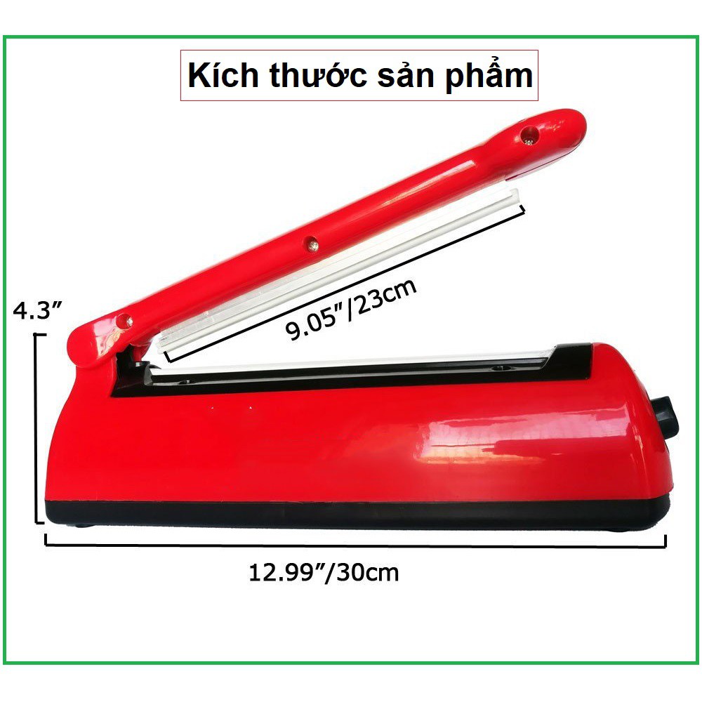 Máy Hàn Miệng Túi Dập Tay PFS đường hàn 200x5(mm) - hàn miệng túi túi zip nhôm, túi nhựa, túi Craft