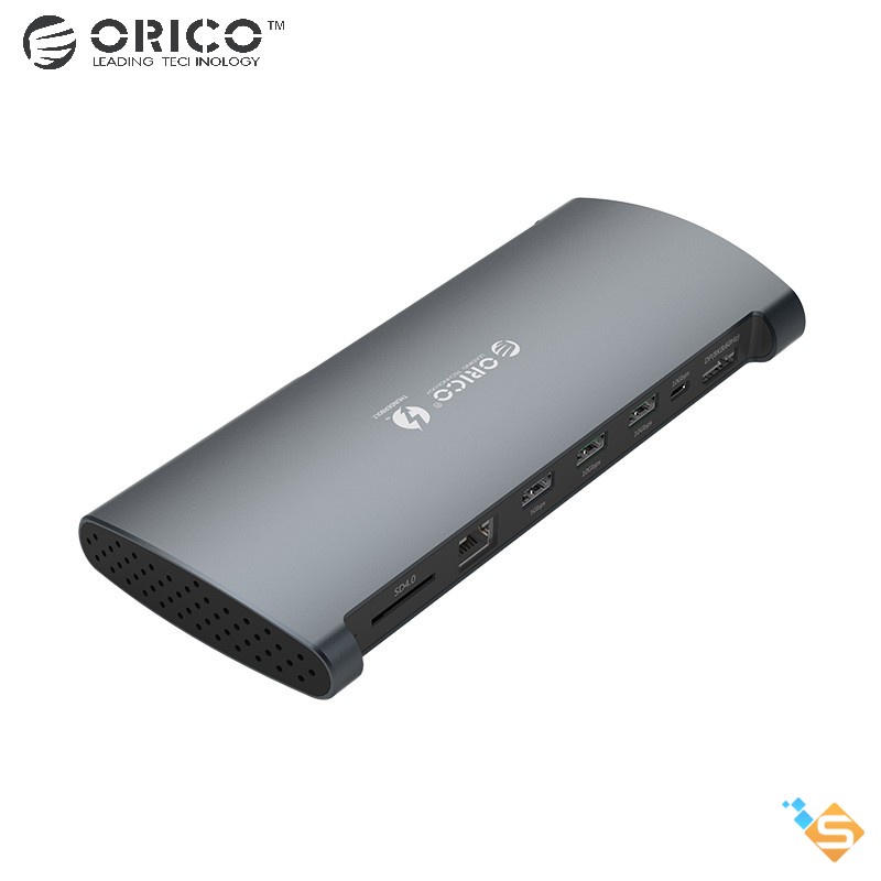 Bộ Chia (Docking) ORICO 8 Trong 1 TB3-S1 Thunderbolt 3 USB 3.0 USB-C DP 3K RJ-45 TF/SD Dùng Cho MacBook - Bảo Hành 1 Năm