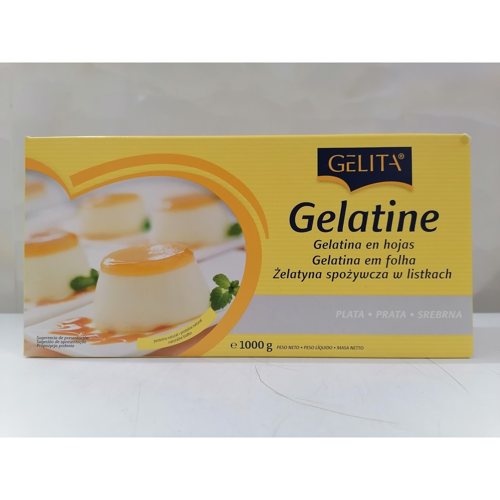 [Hộp 1 Kg] Lá Gelatin (dùng cho thực phẩm) [Germany] GELITA Silver Gelatine Leaf (als-hk5)