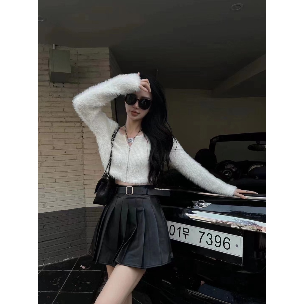 Áo Khoác Len Nữ Dài Tay Cổ Tròn Thời Trang Hàn