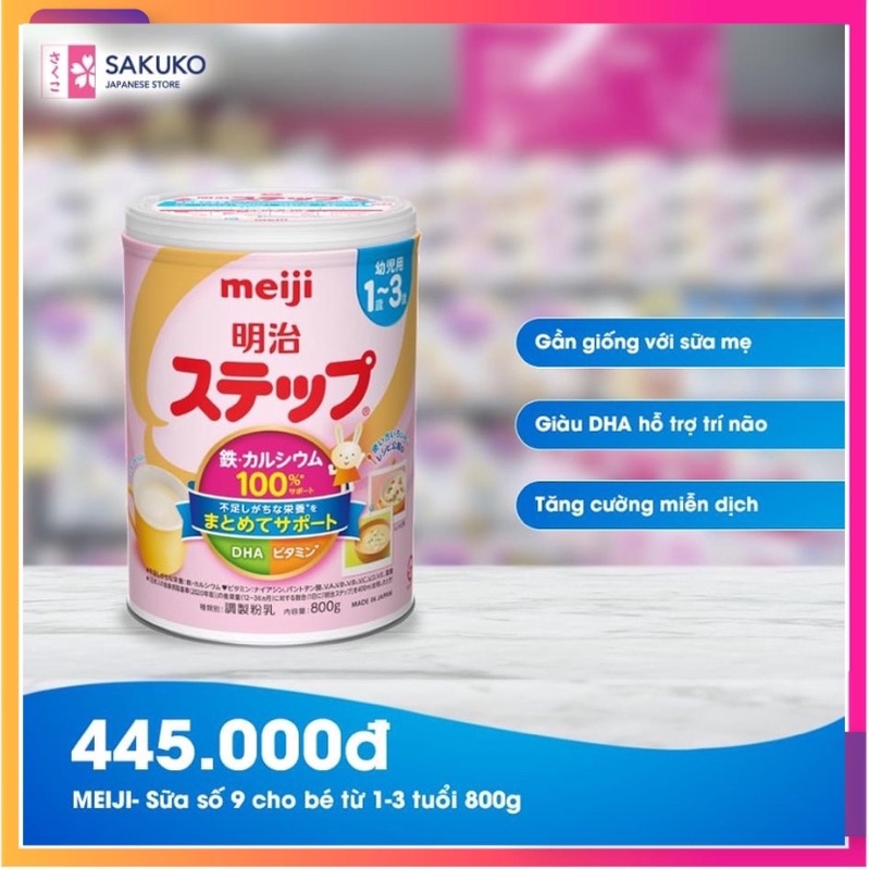 Sữa Công Thức MEIJI số 9 Nội Địa Nhật Hộp 800g - SAKUKO