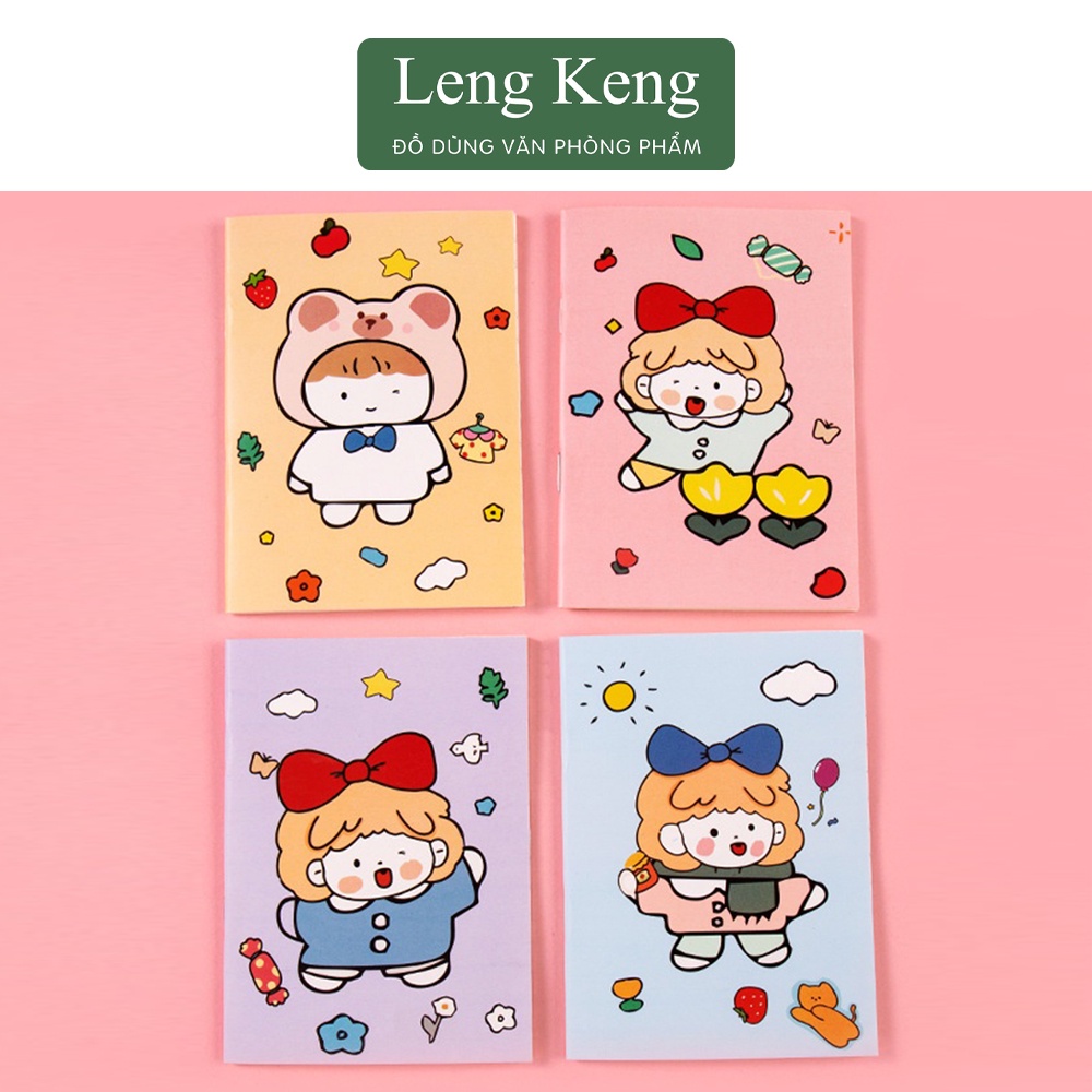 Sổ tay ghi chép mini văn phòng phẩm Leng Keng dòng kẻ ngang cầm tay 32 trang