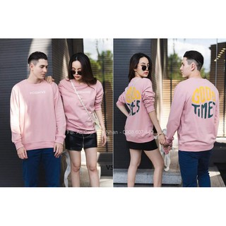 Áo đôi thu đông màu hồng phong cách, áo cặp nam nữ chất đẹp