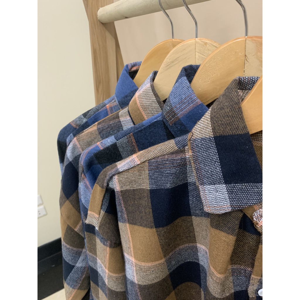 Áo sơ mi caro flanel tay dài dáng rộng unisex phong cách ulzzang siêu hot | BigBuy360 - bigbuy360.vn