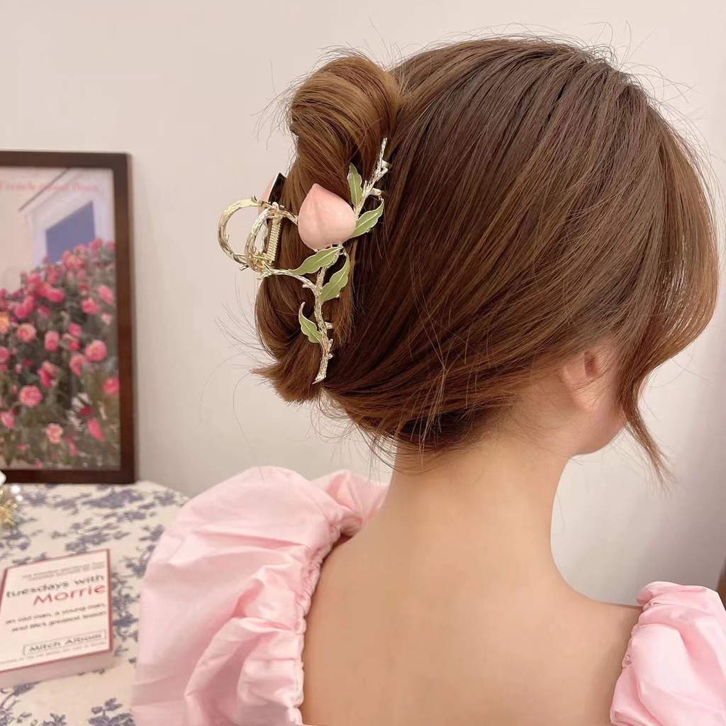 Kẹp tóc Haimeikang kim loại đính đá và ngọc trai giả sang trọng