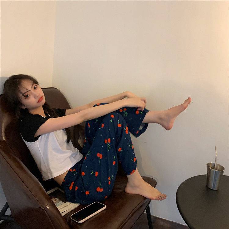 Ms.C💘 Quần dài mặc ở nhà in hình họa tiết hoạt hình thời trang mùa hè | BigBuy360 - bigbuy360.vn