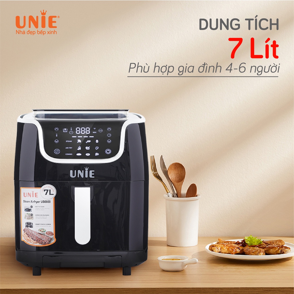 Nồi chiên không dầu hơi nước UNIE US 6800 | 9 chế độ cài sẵn | Hàng chính hãng | Bảo hành 12 tháng