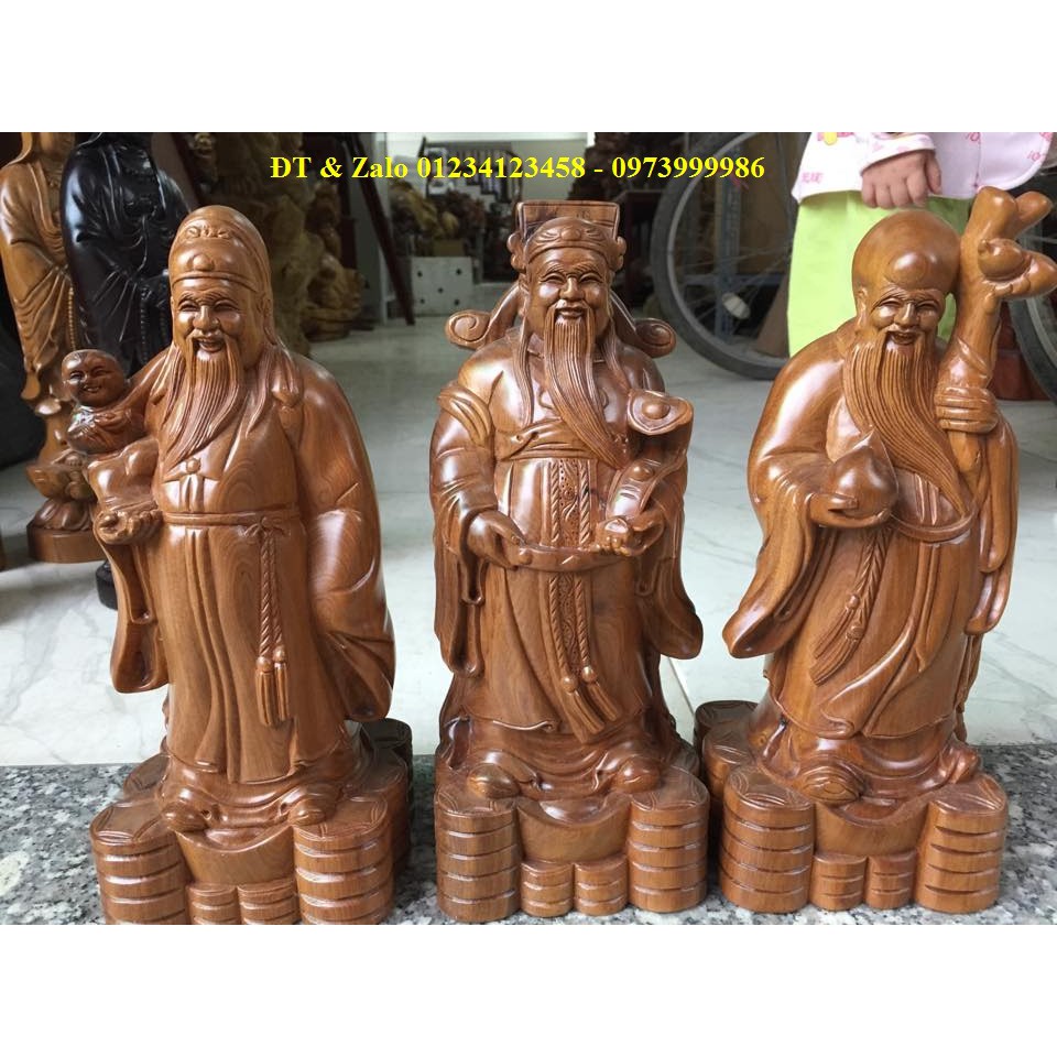 Tượng Tam Đa - Phúc Lộc Thọ Gỗ Bách Xanh mùi thơm dịu