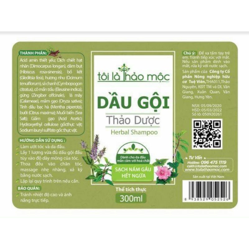 Gội đầu Tôi Là Thảo Mộc (300ml) - thải độc, acid amin kích thích mọc tóc nhanh, sợi tóc bóng mượt chắc khỏe