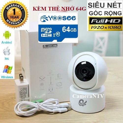 Camera IP Wifi CARECAM YH200/CC2020 New FHD1080-2.0Mps kèm thẻ nhớ Netac/Yoosee 32G - Xoay Theo Chuyển Động