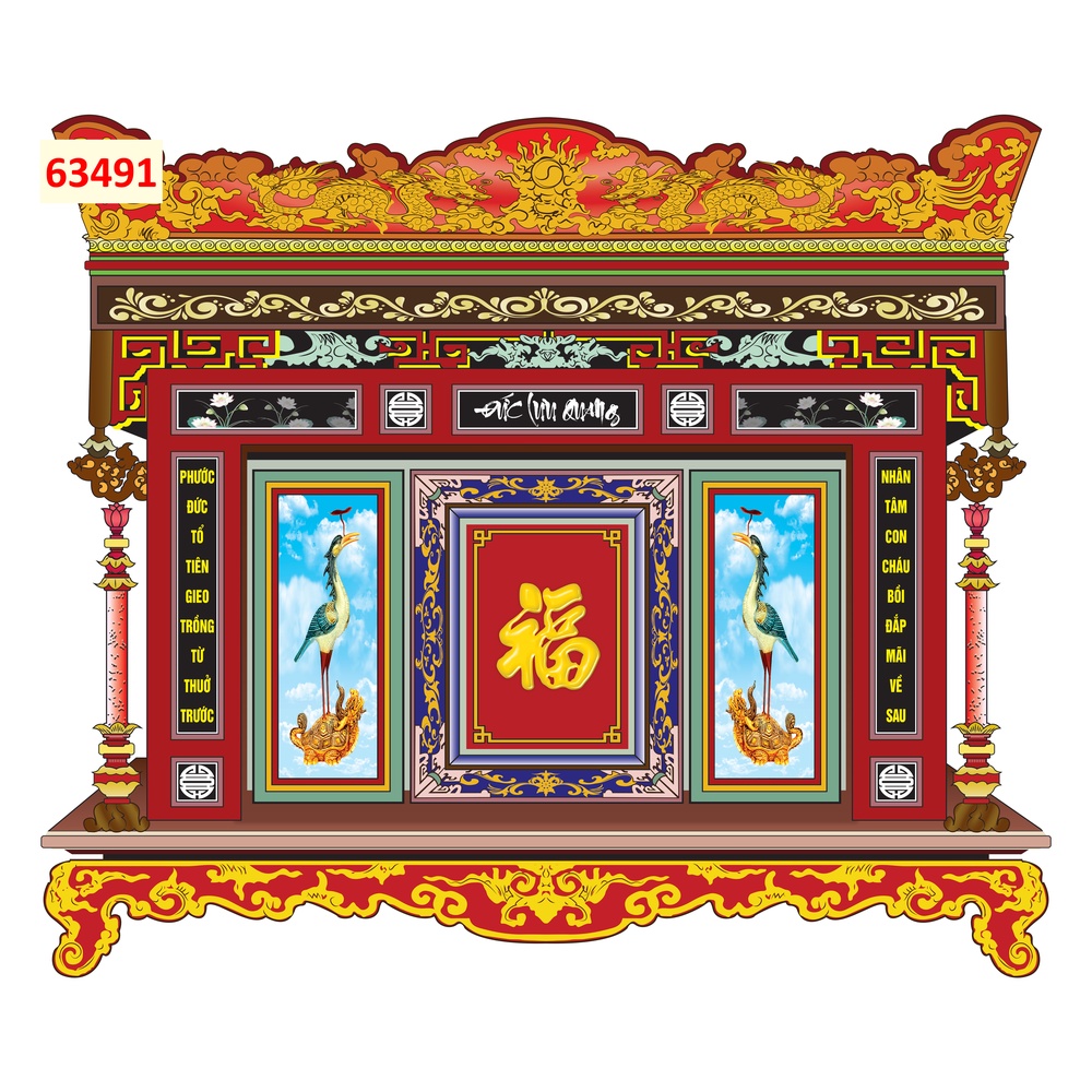 Tranh Dán tường 3d Phòng thờ, bàn thờ màu sắc, hình ảnh sắc nét