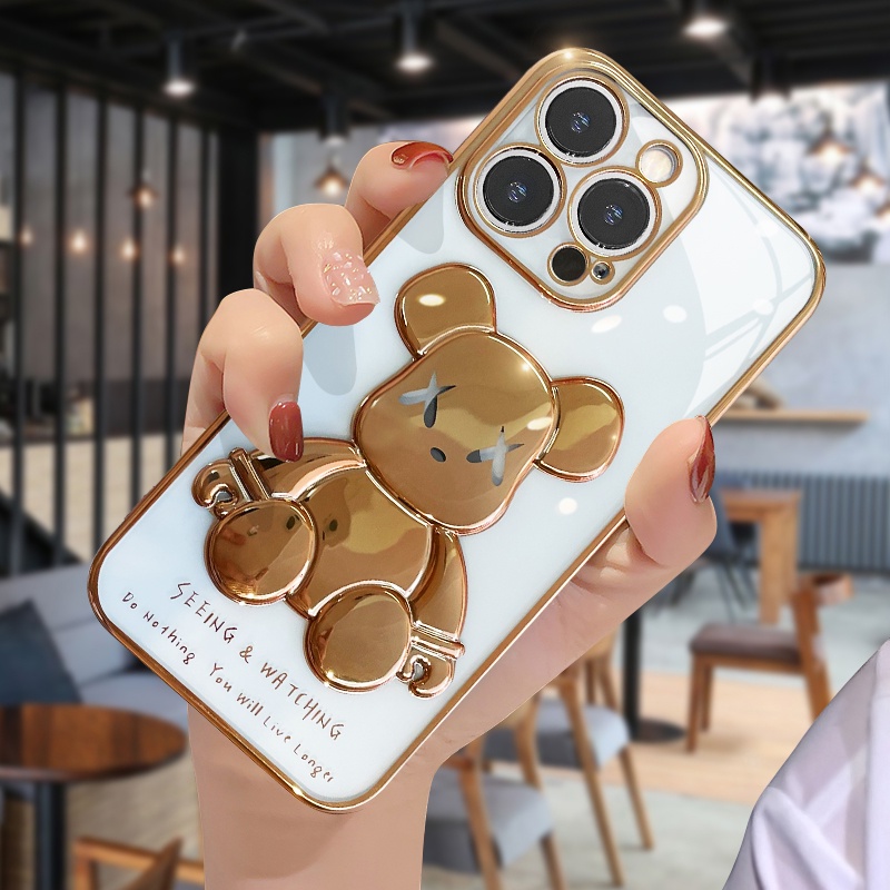 Ốp Điện Thoại TPU Trong Suốt In Hình Gấu Hoạt Hình Cho IPhone 13 12 11 Pro Max XS Max XR X 8 7 Plus