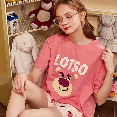 Disney Bộ Đồ Ngủ Ngắn Tay Dáng Rộng In Hình Gấu Dâu Tây Phong Cách Hàn Quốc Thời Trang Mùa Hè Cho Nữ | BigBuy360 - bigbuy360.vn