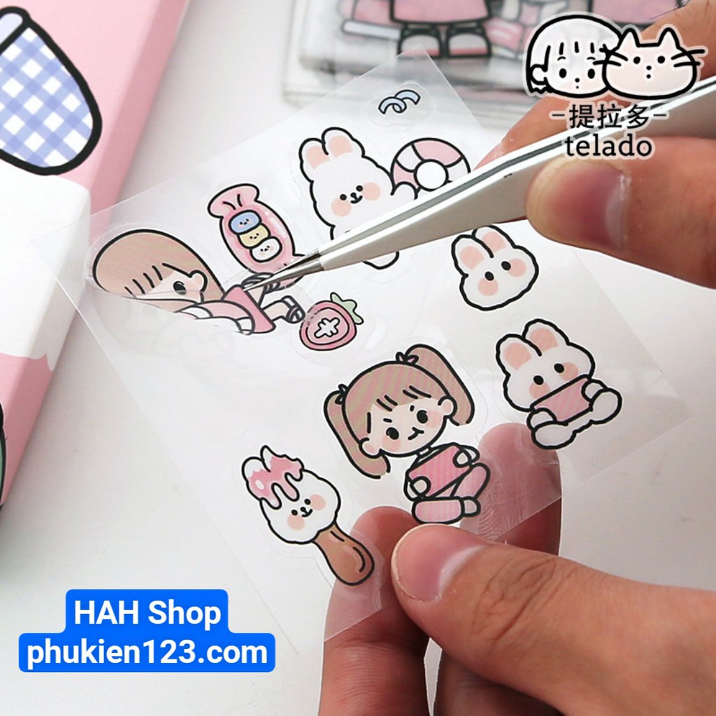 combo từ 10 đến 50 miếng dán sticker trang trí họa tiết, hình trang trí sách, vở, bút cho học sinh