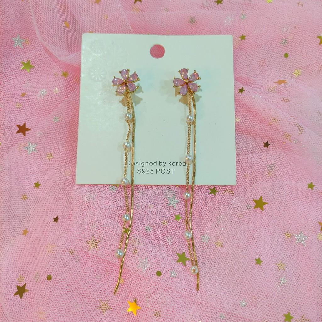 Bộ 2 bông tai hình hoa và bông tuyết sang trọng