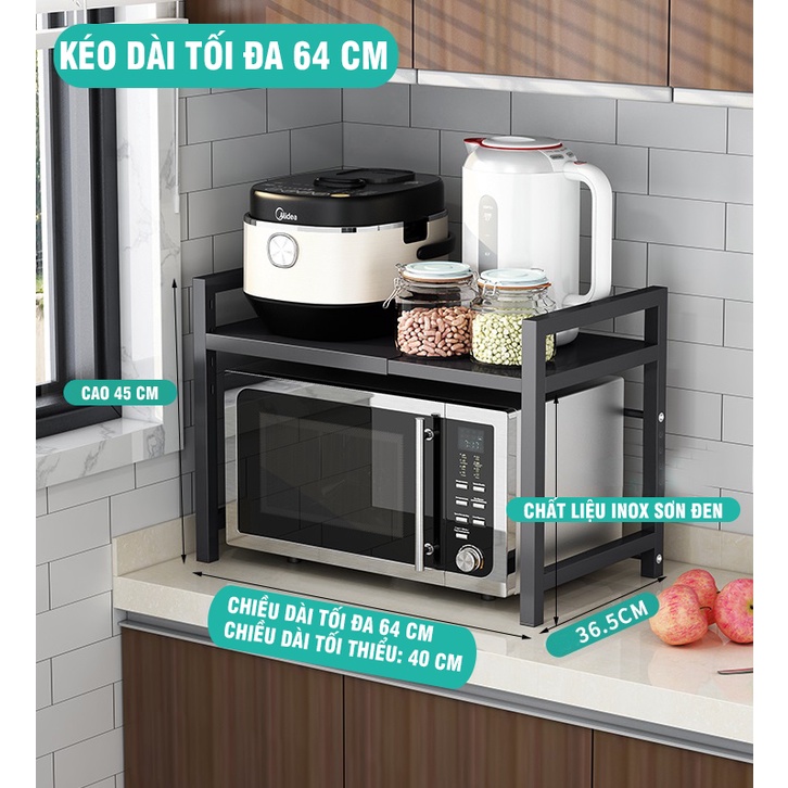 Kệ lò vi sóng 2 tầng thông minh VKIT CHỊU LỰC TỚI 100KG- có thể co giãn tới 60 cm KVS01