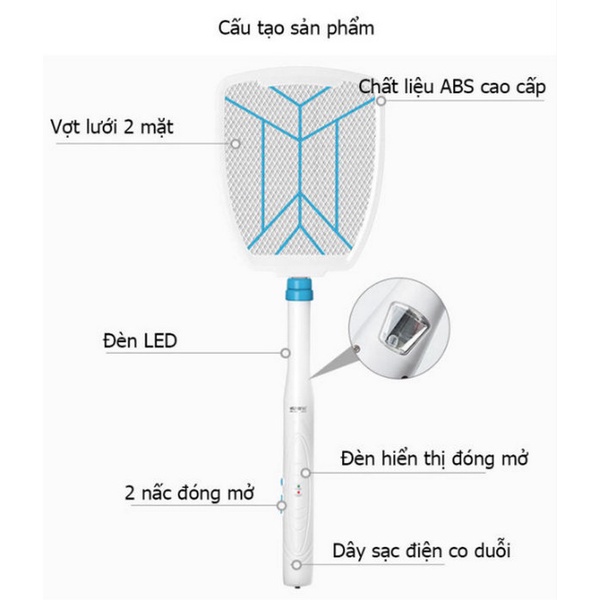 Vợt Muỗi Điện Co giản tối đa 94cm