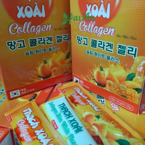 COMBO 3 HỘP, Thạch xoài collagen chính hãng,hộp 10 gói thạch xoài hỗ trợ giảm cân làm đẹp da hiệu quả