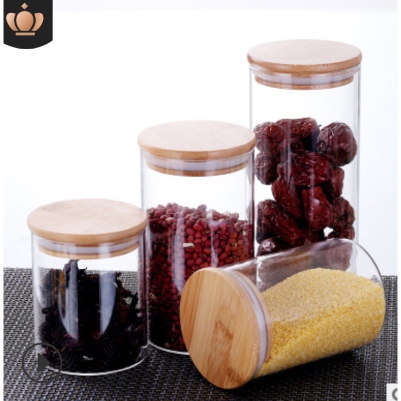 Lọ thuỷ tinh nắp tre | BigBuy360 - bigbuy360.vn