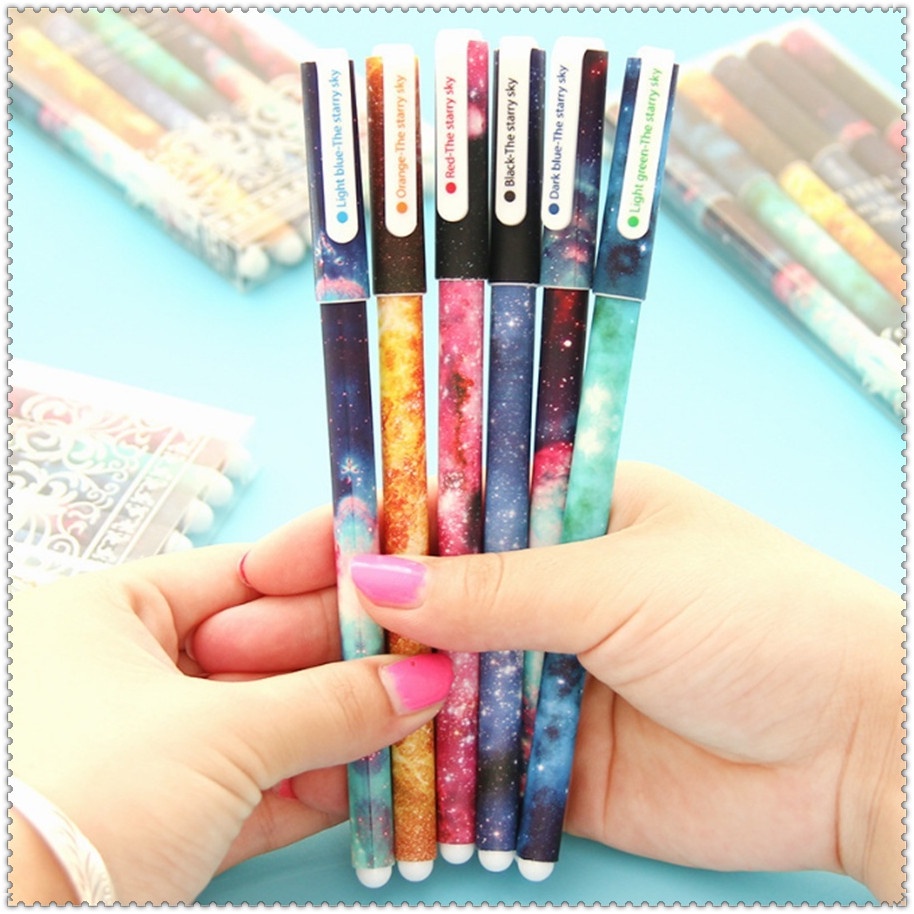 ❀ Bút Bầu Trời Sao ❀ Set 6 Bút Mực Gel Chuyên Dụng Chất Lượng Cao