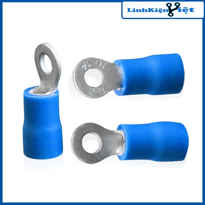 Gói 100 chiếc đầu cos tròn RV2 đủ loại 3mm-4mm-5mm 3 màu đỏ vàng xanh dương bọc phủ nhựa