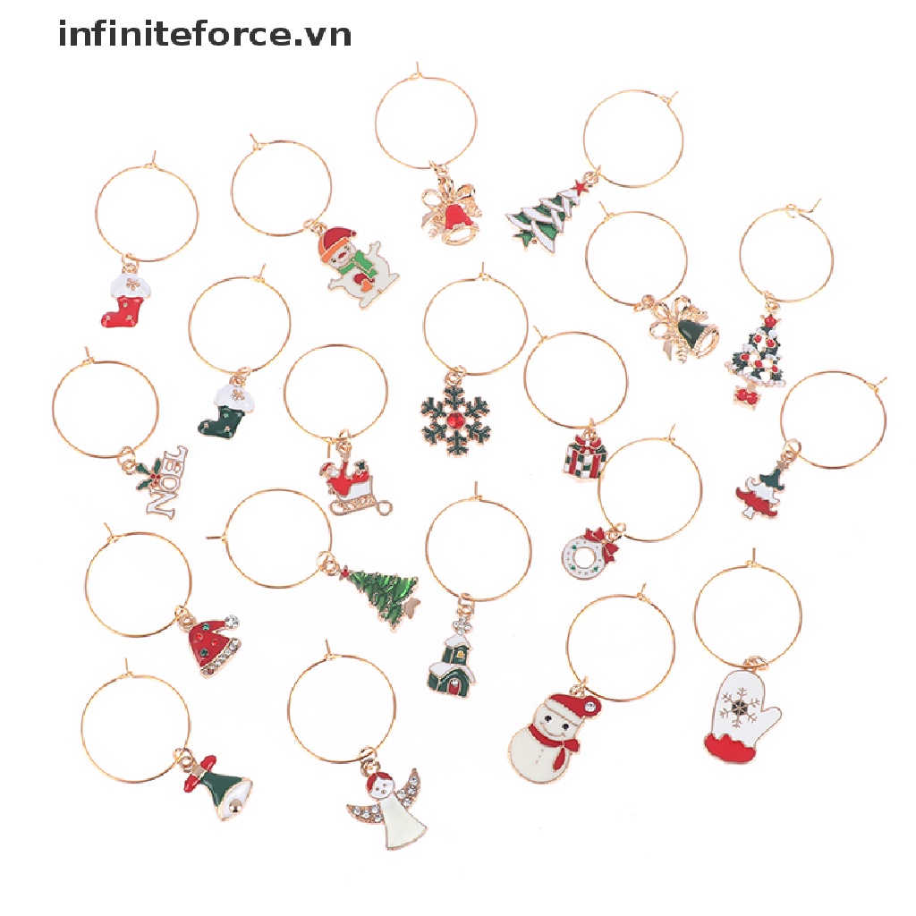 Bộ 20 Phụ Kiện Trang Trí Ly Rượu Phong Cách Giáng Sinh
