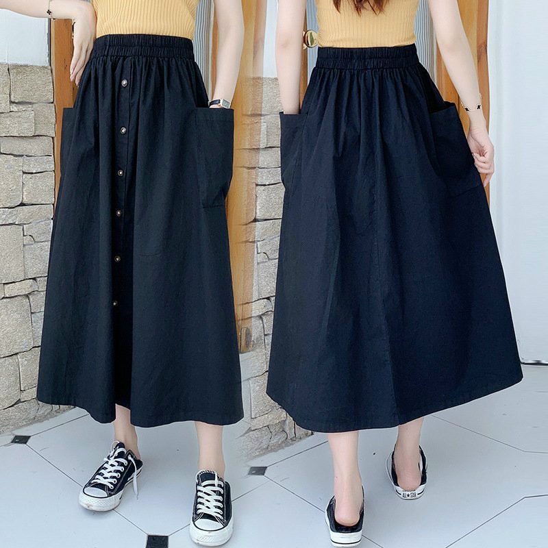 Chân Váy Midi Dài Đi Chơi Công Sở Đi Học Lưng Cao Sang Chảnh