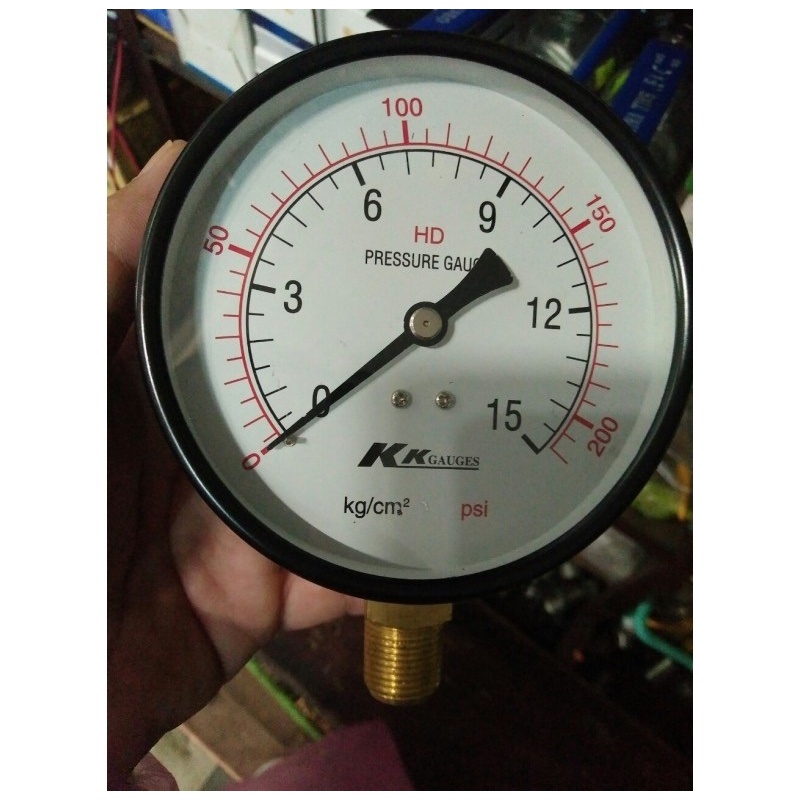 Hàng sẵn Đồng hồ đo áp suất hơi, áp lực thuỷ lực mặt 63mm ren ngoài 13mm