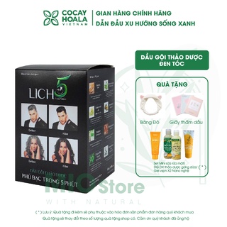 Dầu Gội phủ bạc thảo dược Lich5, Thảo Dược làm đen tóc, bền màu,Cocayhoala hộp 10 gói