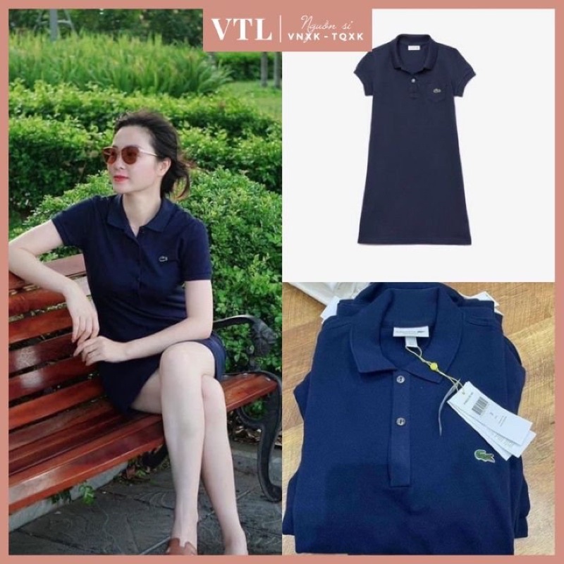 VÁY POLO THÊU CÁ SẤU XANH THAN SUÔNG