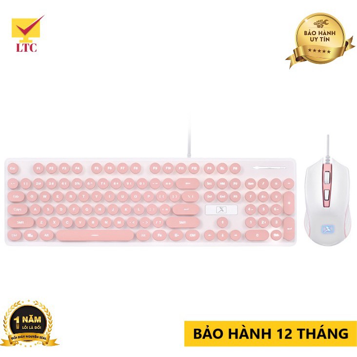 Bàn phím và chuột máy tính có đèn led sáng chữ siêu đẹp N518 phím giả cơ gõ siêu đã, thích hợp dùng văn phòng, chơi game