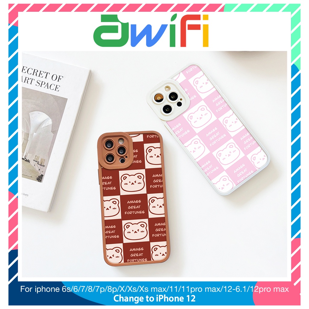 Ốp lưng iphone cạnh vuông lỗ camera gấu fotune 6s/6splus/7/7plus/8/8plus/x/xr/xs/11/12/13/pro/max/plus/promax-Awifi R1-1 | BigBuy360 - bigbuy360.vn