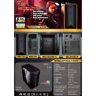VỎ CASE MÁY TÍNH VSP KA-210 + 1 FAN LED