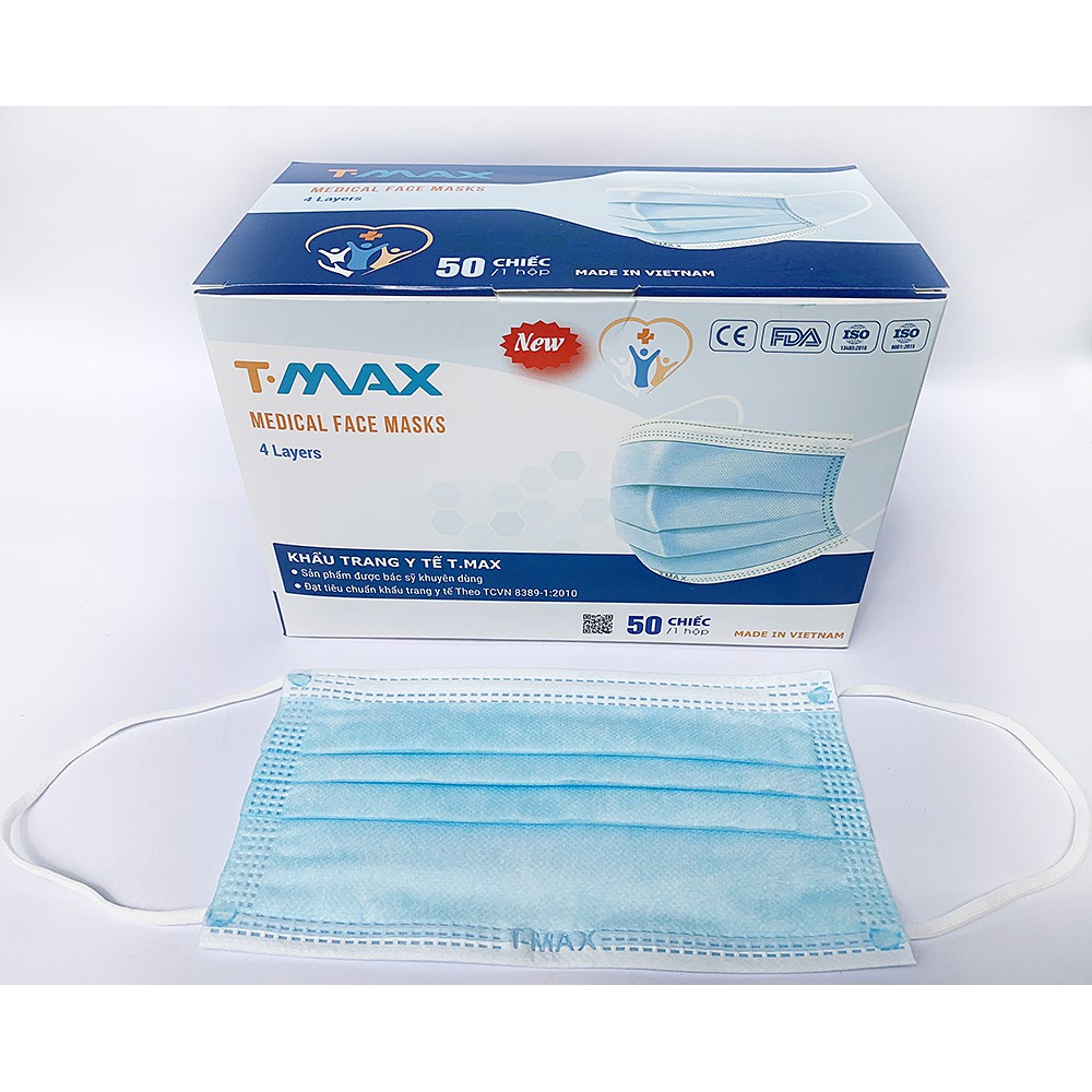 Khẩu trang y tế 4 lớp giấy kháng khuẩn chuẩn công ty đủ giấy tờ bộ y tế