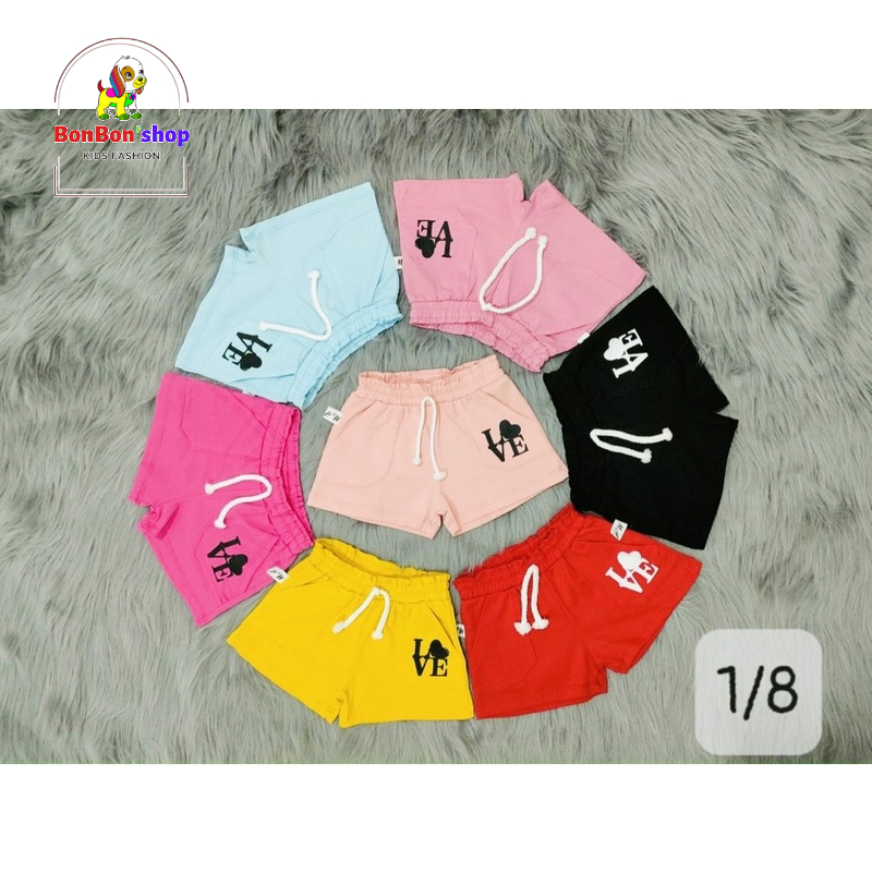 quần đùi cotton bé gái siêu dễ thương, phong cách thể thao hàng xuất dư