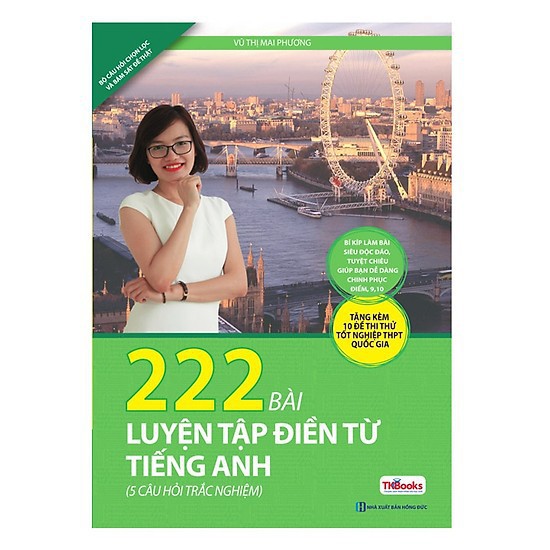 Sách 222 Bài Luyện Tập Điền Từ Tiếng Anh - Dùng App (5 Câu Hỏi Trắc Nghiệm ) Tặng kèm bookmark