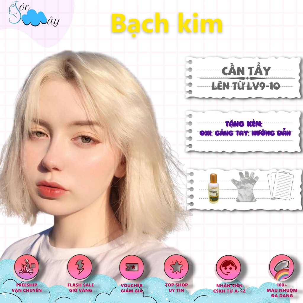 Thuốc nhuộm tóc màu Bạch kim + tặng kèm trợ nhuộm