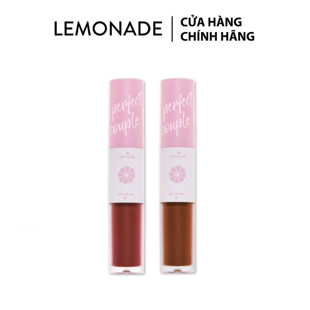 [Mã FMCGM100 - 10% đơn 500K] Combo 2 Son kem lì Lemonade Perfect Couple Lip (vỏ hồng) 7.5gx2