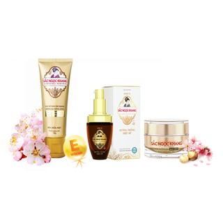 Liệu trình dưỡng trắng da 1 bao gồm serum, kem dưỡng da ban đêm và sữa rửa mặt