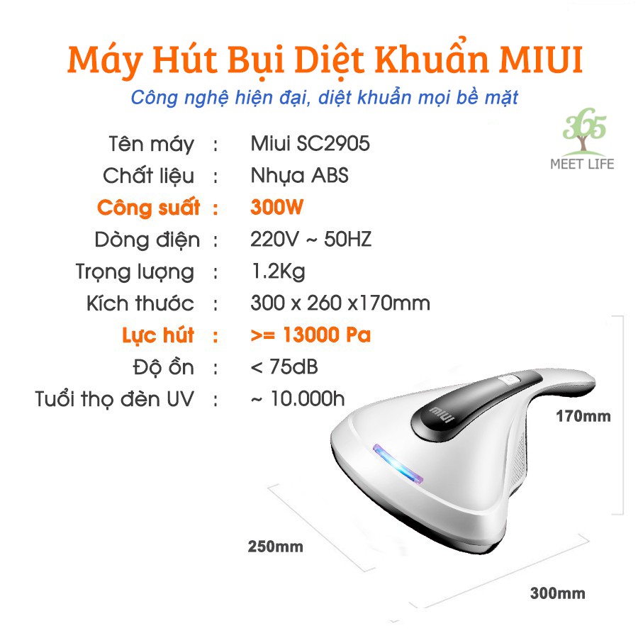 Máy hút bụi đệm giường, máy hút bụi chăn nệm Miui diệt khuẩn bằng tia UV, khử trùng chuyên nghiệp với lực hút cực khỏe