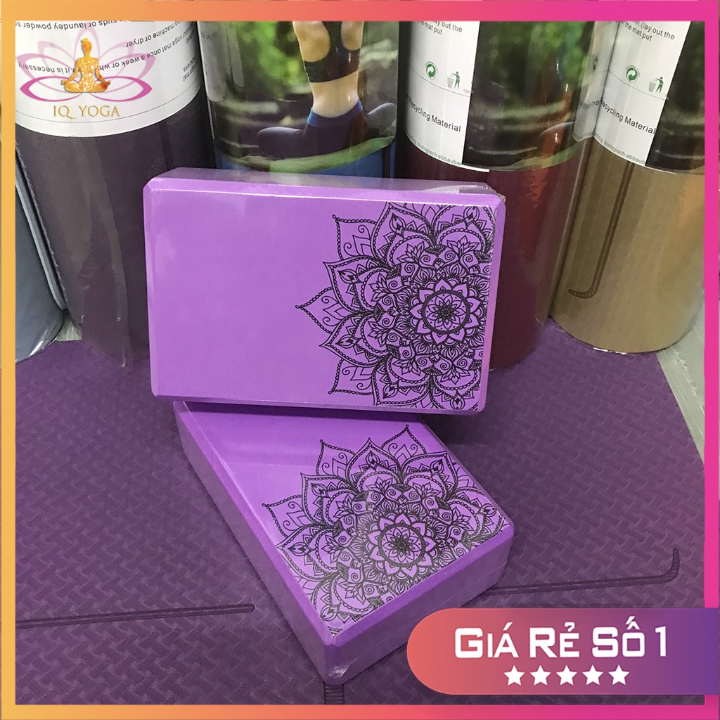 Gạch tập yoga hoa văn Mandala nặng 200gr loại 1 chất liệu EVA cao cấp