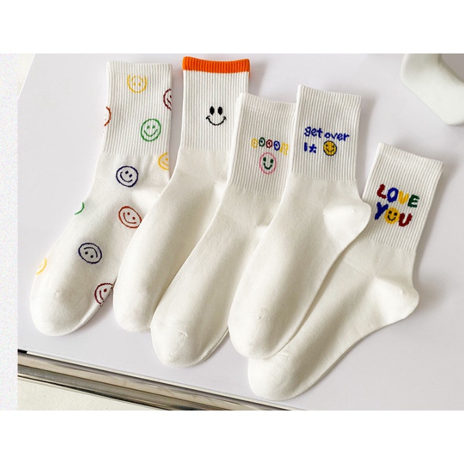 Vớ Tất hoạ tiết mặt cười cổ cao Nam Nữ phong cách thể thao, năng động.