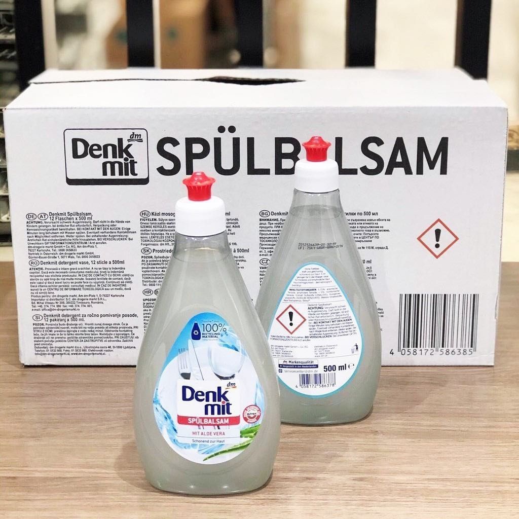 Nước rửa bát DENKMIT, nước rửa chén lô hội, đậm đặc, an toàn cho da tay dung tích 500ml SK01